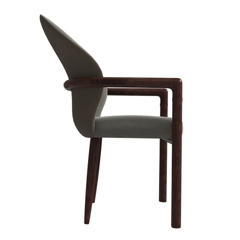 Opaline Dining Chair in Velvet or Leather Upholstery with Rubberwood Frame with Gold Accents