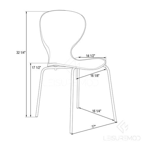 Oyster Modern Stackable Dining Side Chair with Chrome/White/Black Stainless Steel Legs