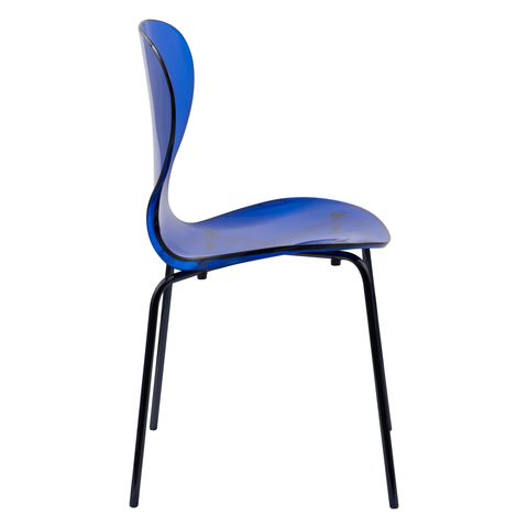 Oyster Modern Stackable Dining Side Chair with Chrome/White/Black Stainless Steel Legs