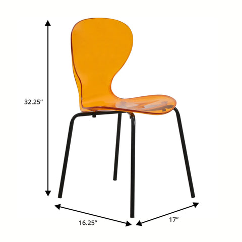 Oyster Modern Stackable Dining Side Chair with Chrome/White/Black Stainless Steel Legs