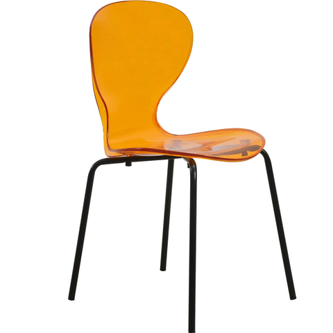 Oyster Modern Stackable Dining Side Chair with Chrome/White/Black Stainless Steel Legs