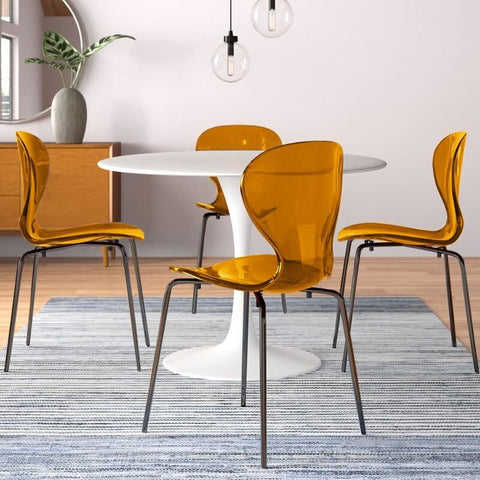 Oyster Modern Stackable Dining Side Chair with Chrome/White/Black Stainless Steel Legs