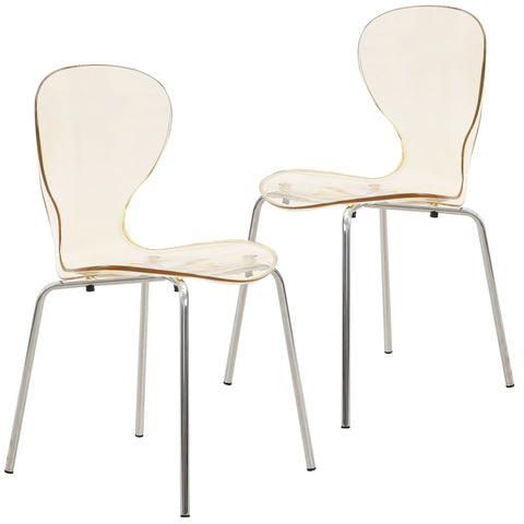 Modern Oyster Transparent Side Chair Set of 2