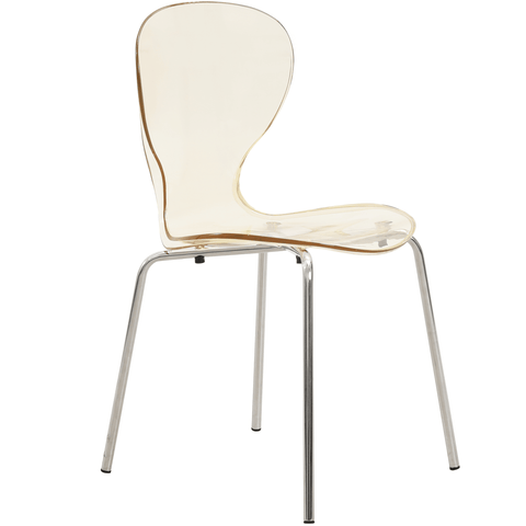 Oyster Modern Stackable Dining Side Chair with Chrome/White/Black Stainless Steel Legs