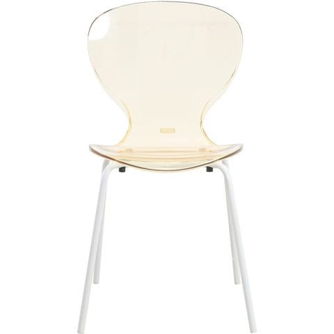 Oyster Modern Transparent Side Chair in White Base Set of 4