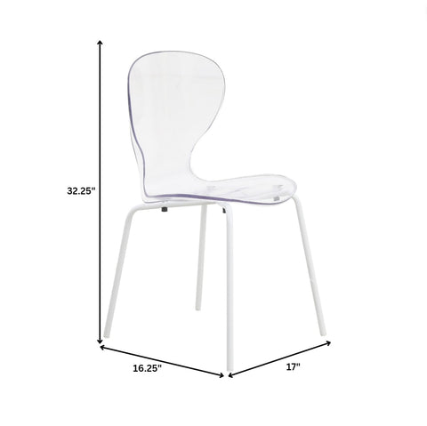 Oyster Modern Transparent Side Chair in White Base Set of 4