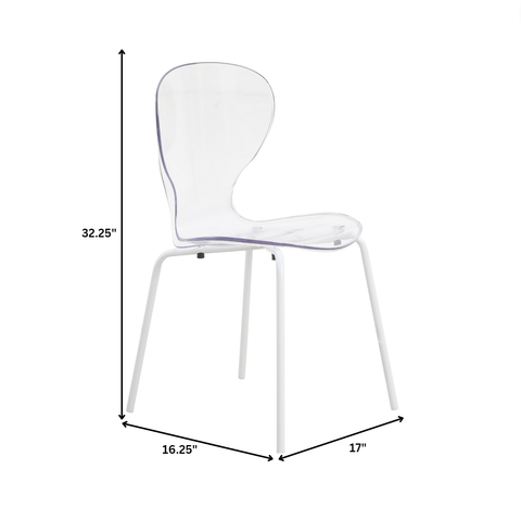 Oyster Modern Stackable Dining Side Chair with Chrome/White/Black Stainless Steel Legs