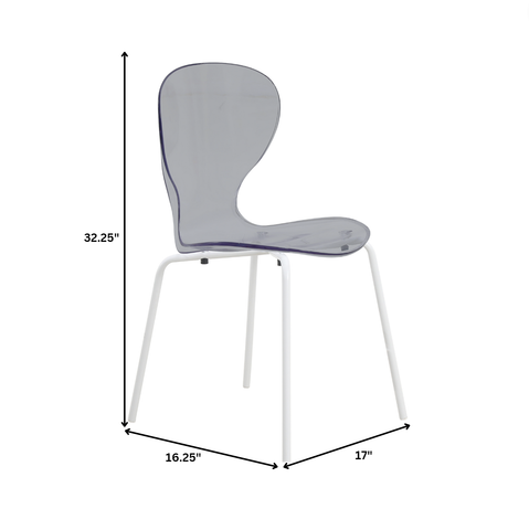 Oyster Modern Stackable Dining Side Chair with Chrome/White/Black Stainless Steel Legs