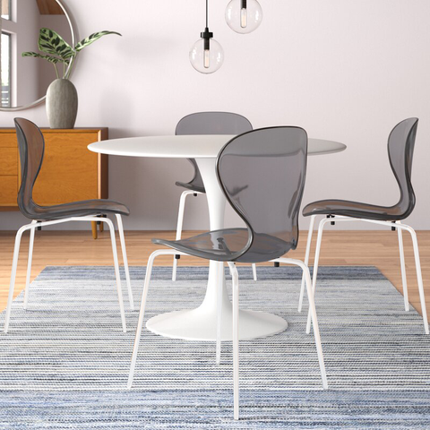 Oyster Modern Stackable Dining Side Chair with Chrome/White/Black Stainless Steel Legs