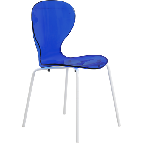 Oyster Modern Stackable Dining Side Chair with Chrome/White/Black Stainless Steel Legs