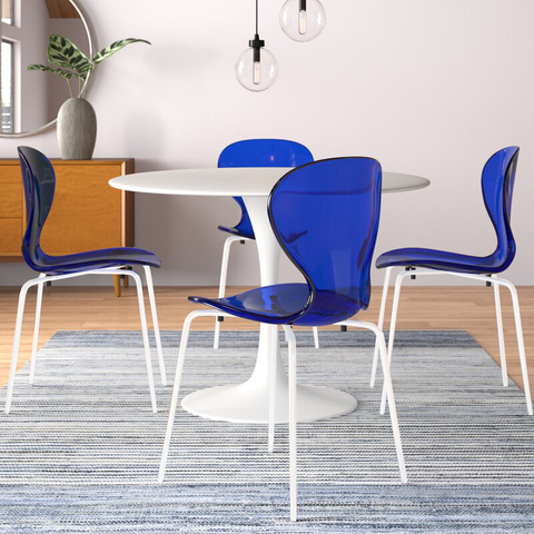 Oyster Modern Stackable Dining Side Chair with Chrome/White/Black Stainless Steel Legs