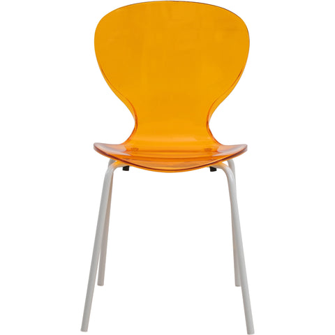 Oyster Modern Stackable Dining Side Chair with Chrome/White/Black Stainless Steel Legs