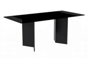 Olyra Dining Table with Rectangular Glass/Sintered Stone Tabletop and Stainless Steel Base