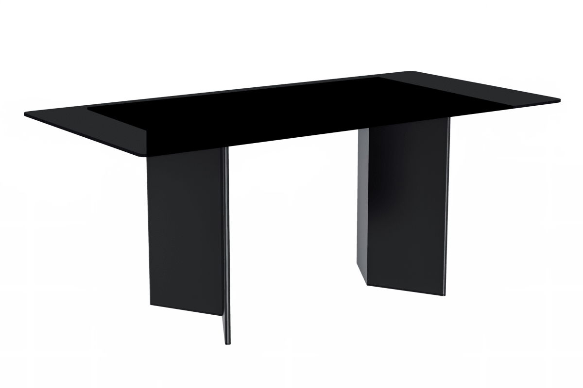 Olyra Dining Table with Rectangular Glass/Sintered Stone Tabletop and Stainless Steel Base