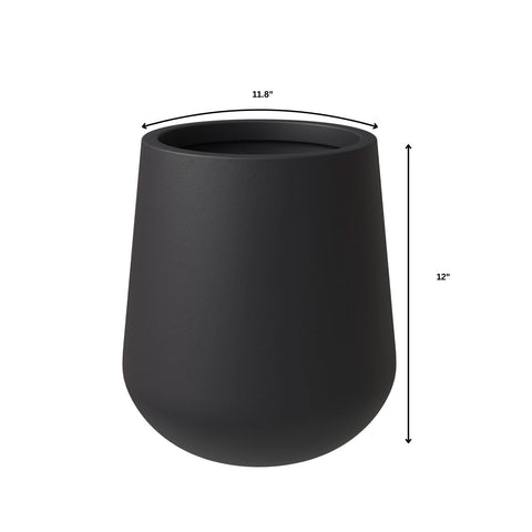 LeisureMod Orchid Modern Tapered Round Planter Pot in Fiberstone and Clay Weather Resistant Design