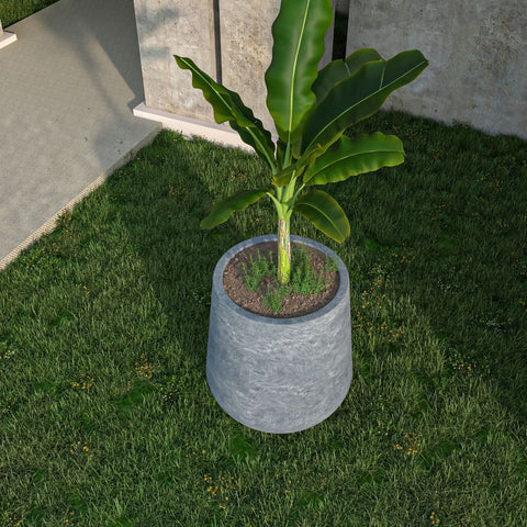 LeisureMod Orchid Modern Tapered Round Planter Pot in Fiberstone and Clay Weather Resistant Design