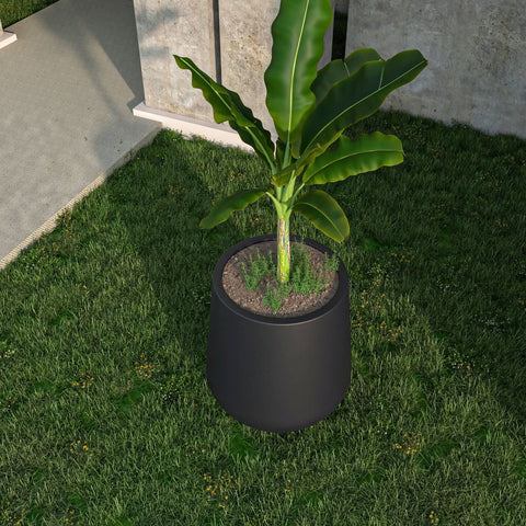 LeisureMod Orchid Modern Tapered Round Planter Pot in Fiberstone and Clay Weather Resistant Design