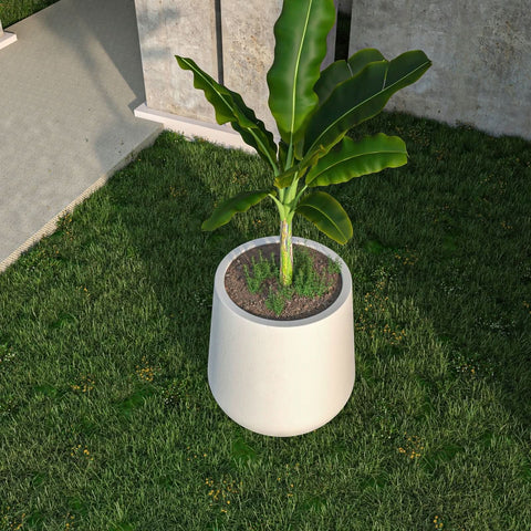 LeisureMod Orchid Modern Tapered Round Planter Pot in Fiberstone and Clay Weather Resistant Design