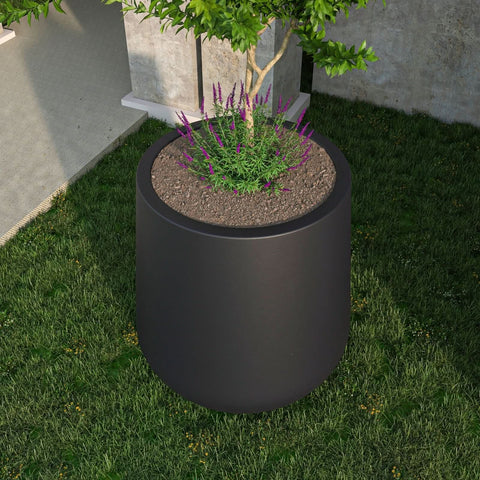 LeisureMod Orchid Modern Tapered Round Planter Pot in Fiberstone and Clay Weather Resistant Design