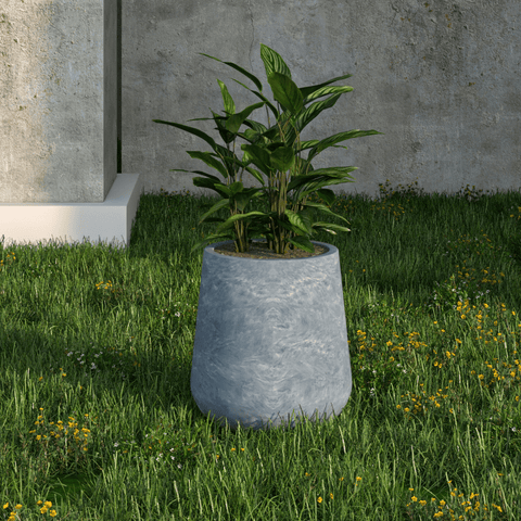 LeisureMod Orchid Modern Tapered Round Planter Pot in Fiberstone and Clay Weather Resistant Design