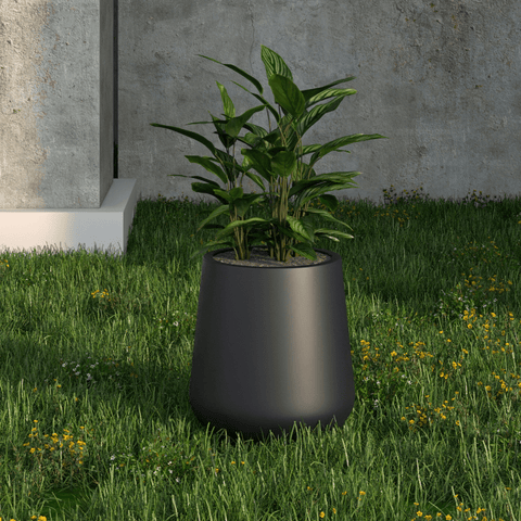 LeisureMod Orchid Modern Tapered Round Planter Pot in Fiberstone and Clay Weather Resistant Design