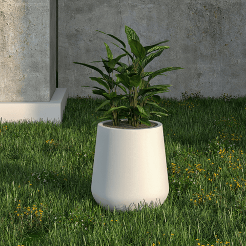 LeisureMod Orchid Modern Tapered Round Planter Pot in Fiberstone and Clay Weather Resistant Design