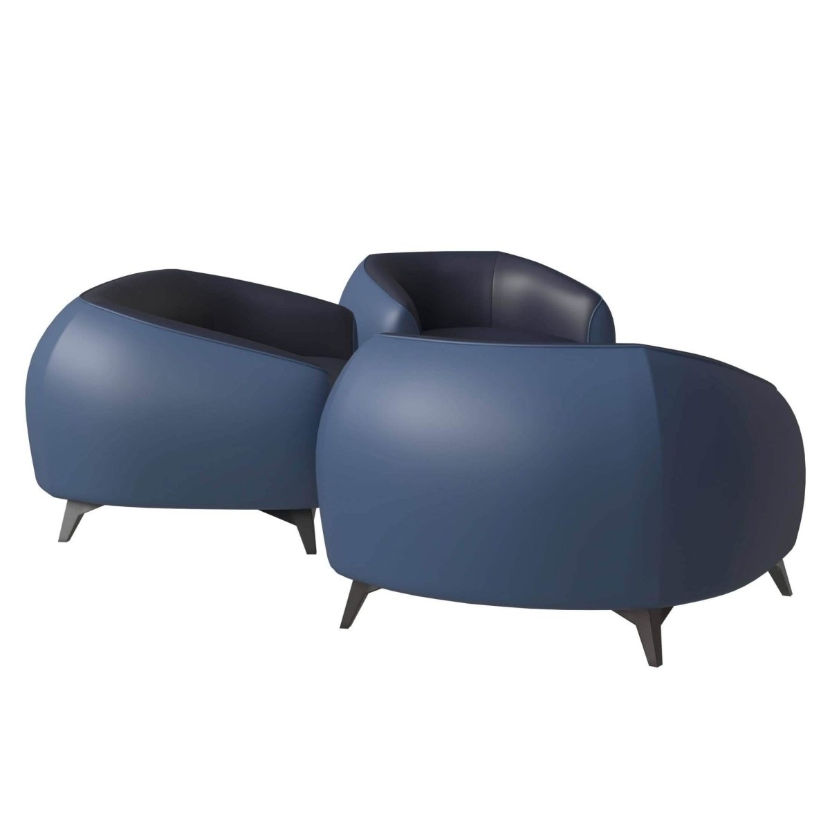 Opula 3 - Piece Leather Sofa Set with Solid Wood Frame and Stainless Steel Legs