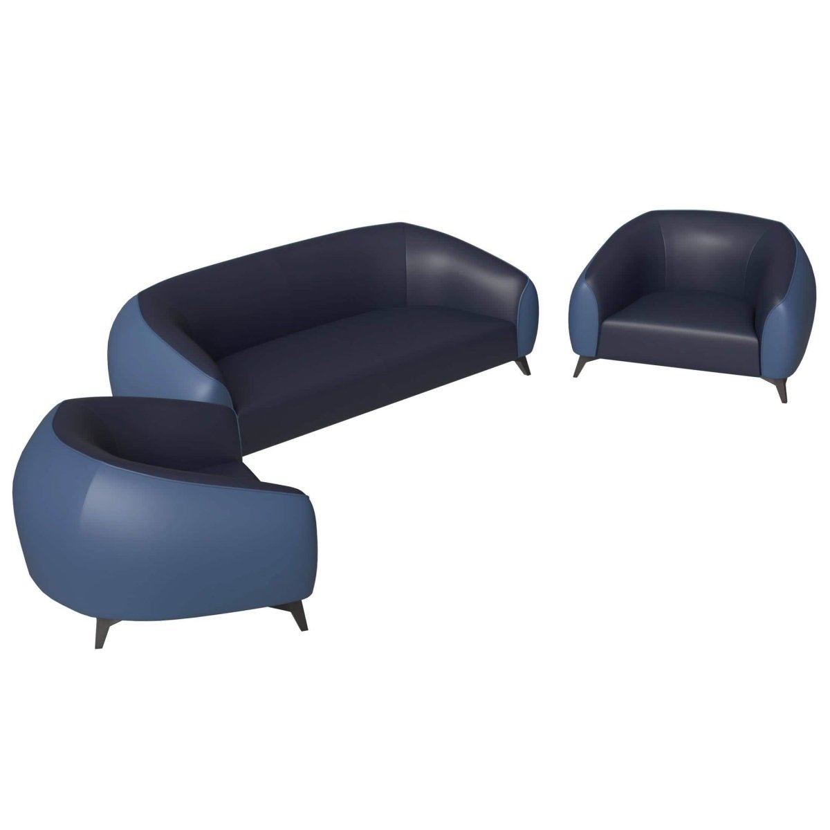 Opula 3 - Piece Leather Sofa Set with Solid Wood Frame and Stainless Steel Legs