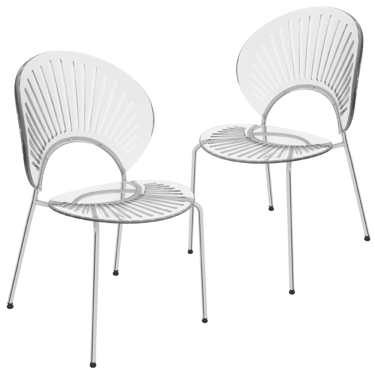 Opulent Modern Plastic Dining Chair in Chrome Metal Legs Set of 2