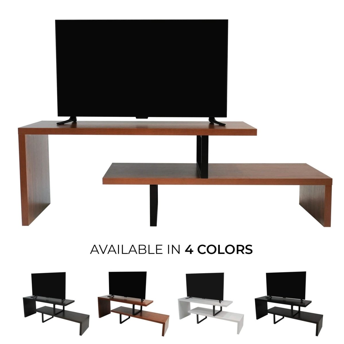 Orford Mid - Century Modern TV Stand with MDF Shelves and Powder Coated Iron Legs for Living Room