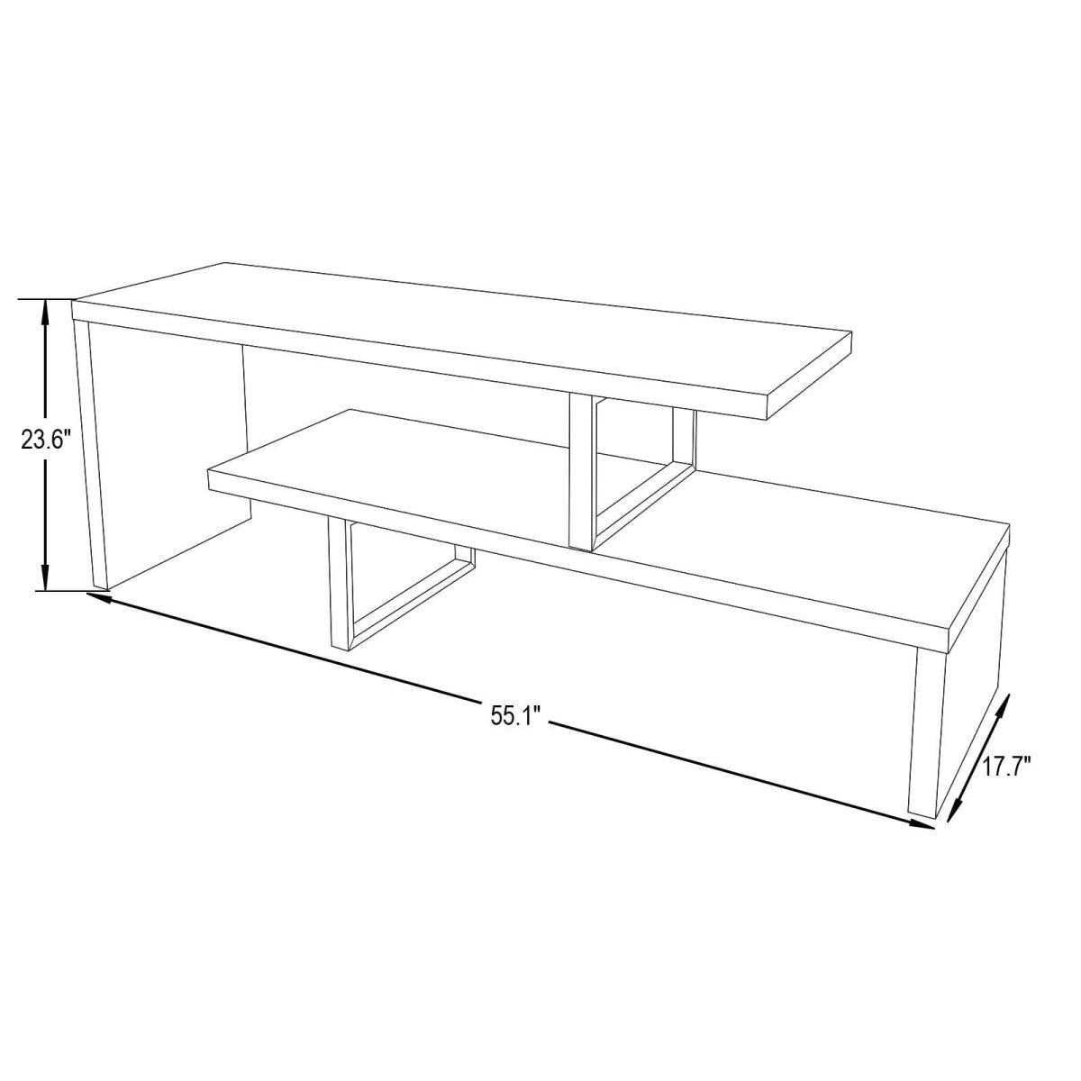 Orford Mid - Century Modern TV Stand with MDF Shelves and Powder Coated Iron Legs for Living Room