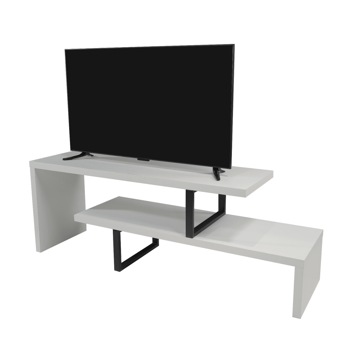 Orford Mid - Century Modern TV Stand with MDF Shelves and Powder Coated Iron Legs for Living Room