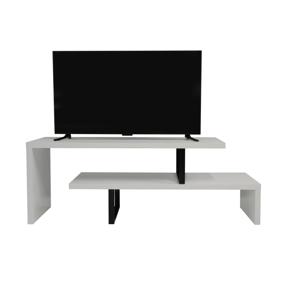 Orford Mid - Century Modern TV Stand with MDF Shelves and Powder Coated Iron Legs for Living Room