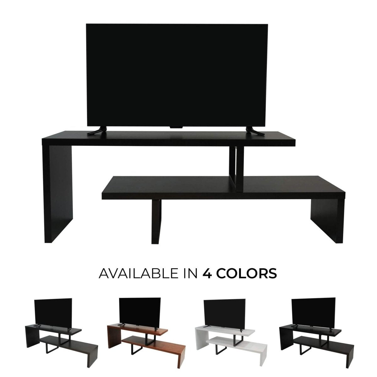 Orford Mid - Century Modern TV Stand with MDF Shelves and Powder Coated Iron Legs for Living Room