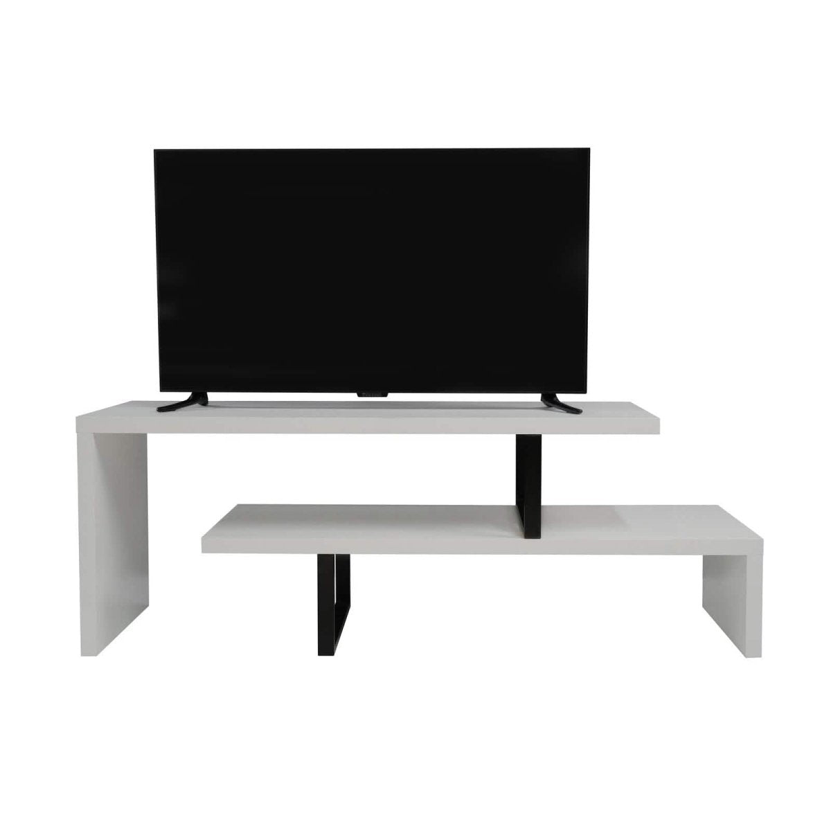 Orford Mid - Century Modern TV Stand with MDF Shelves and Powder Coated Iron Legs for Living Room