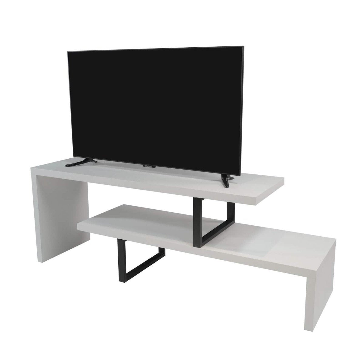 Orford Mid - Century Modern TV Stand with MDF Shelves and Powder Coated Iron Legs for Living Room