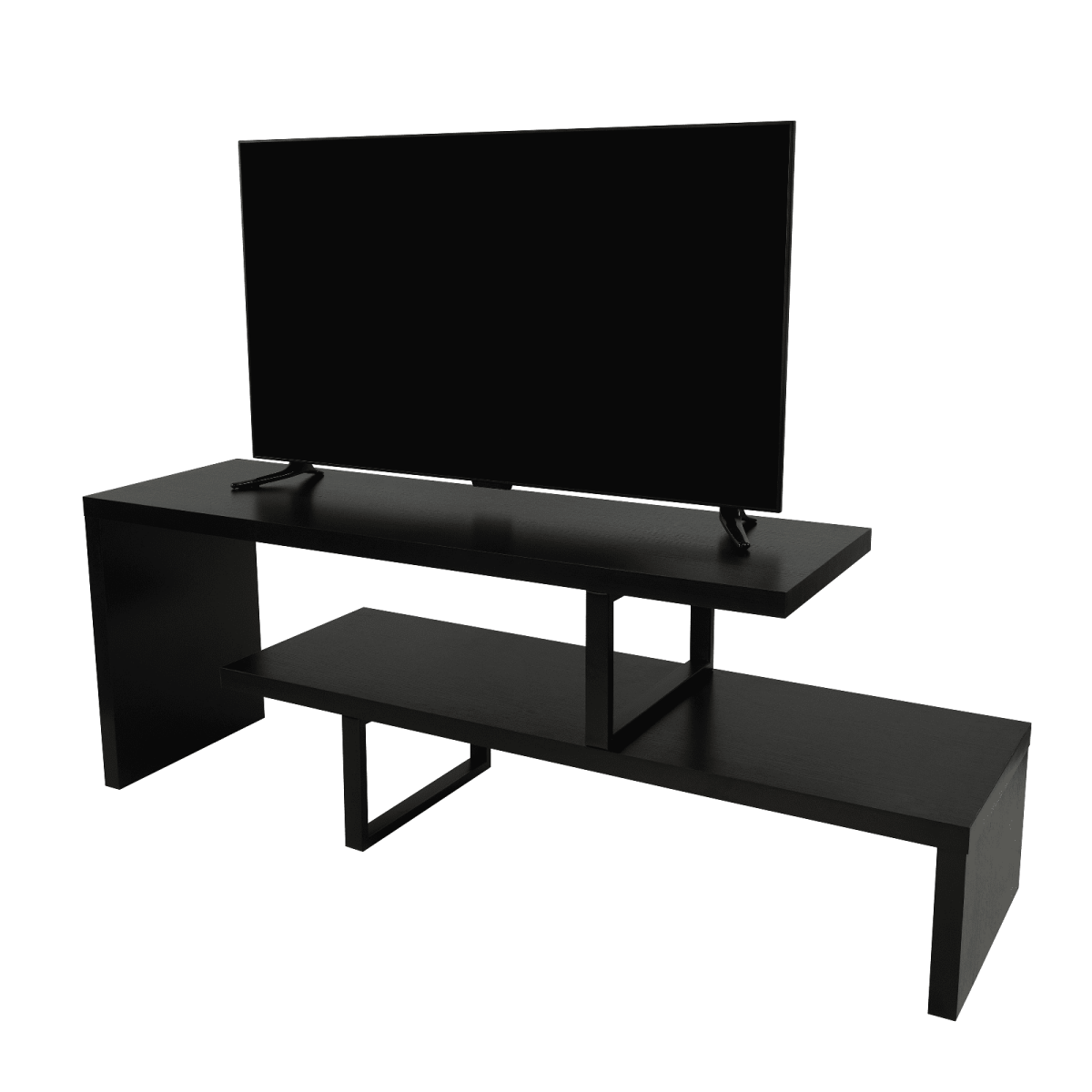 Orford Mid - Century Modern TV Stand with MDF Shelves and Powder Coated Iron Legs for Living Room