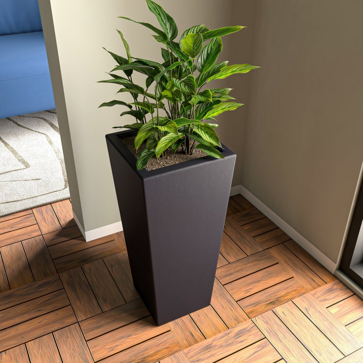 Orna Fiberstone and MgO Clay Weather - Resistant Tapered Square Planter for Home and Garden