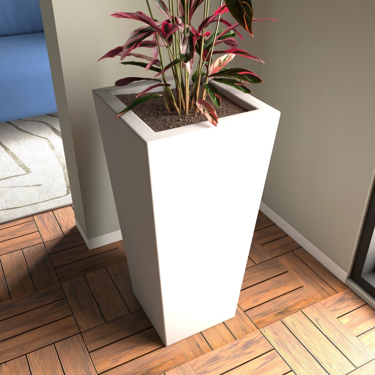 Orna Fiberstone and MgO Clay Weather - Resistant Tapered Square Planter for Home and Garden