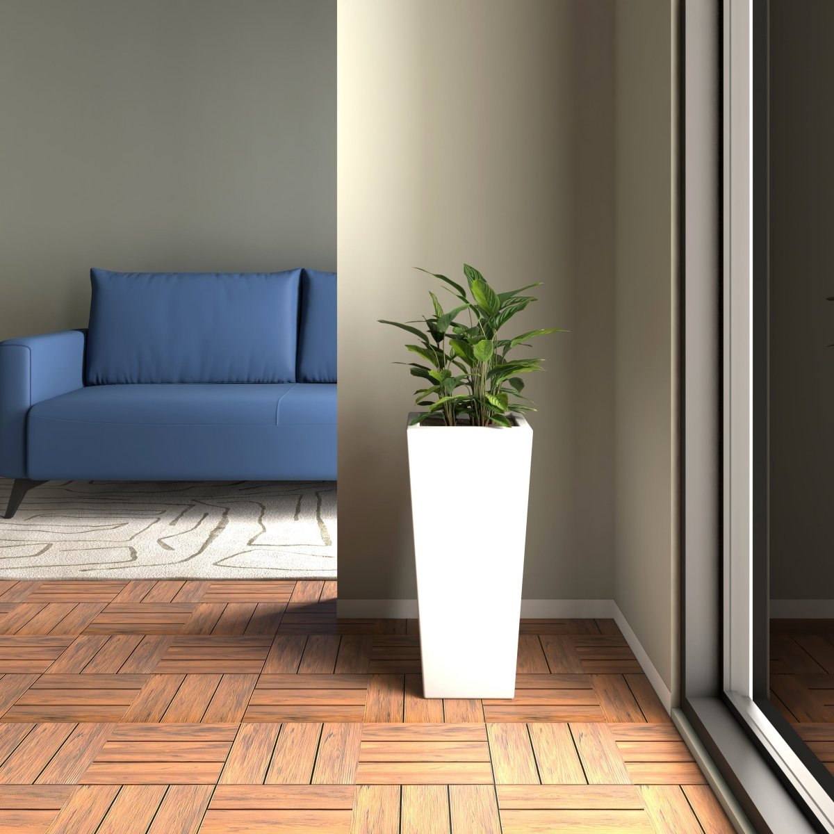 Orna Fiberstone and MgO Clay Weather - Resistant Tapered Square Planter for Home and Garden