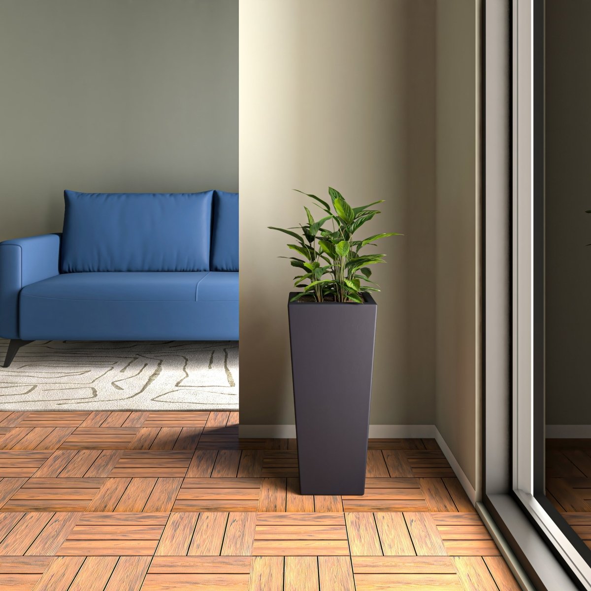 Orna Fiberstone and MgO Clay Weather - Resistant Tapered Square Planter for Home and Garden