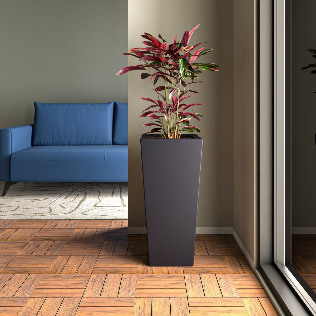 Orna Fiberstone and MgO Clay Weather - Resistant Tapered Square Planter for Home and Garden