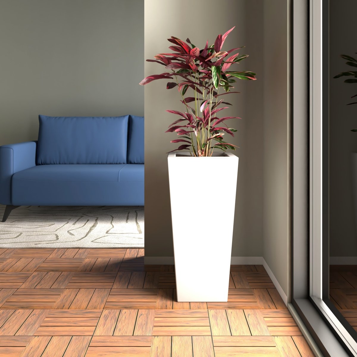 Orna Fiberstone and MgO Clay Weather - Resistant Tapered Square Planter for Home and Garden