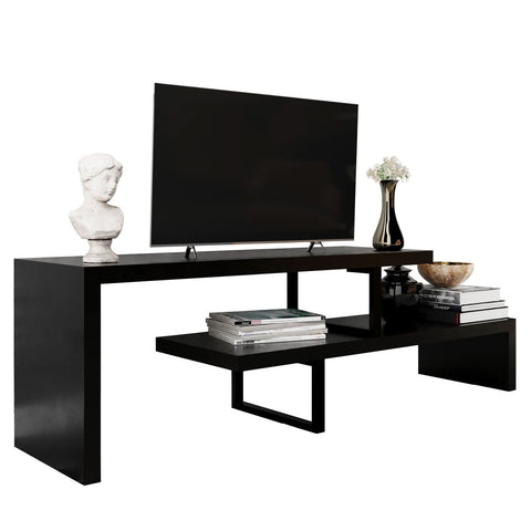 Orford Mid-Century Modern TV Stand with MDF Shelves and Powder Coated Iron Legs for Living Room