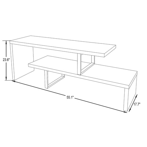Orford Mid-Century Modern TV Stand with MDF Shelves and Powder Coated Iron Legs for Living Room