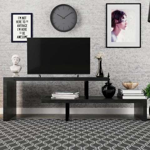 Orford Mid-Century Modern TV Stand with MDF Shelves and Powder Coated Iron Legs for Living Room