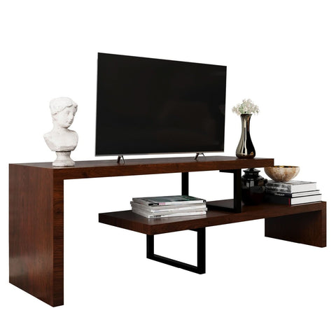 Orford Mid-Century Modern TV Stand with MDF Shelves and Powder Coated Iron Legs for Living Room