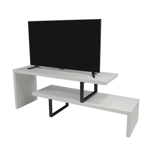 Orford Mid-Century Modern TV Stand with MDF Shelves and Powder Coated Iron Legs for Living Room