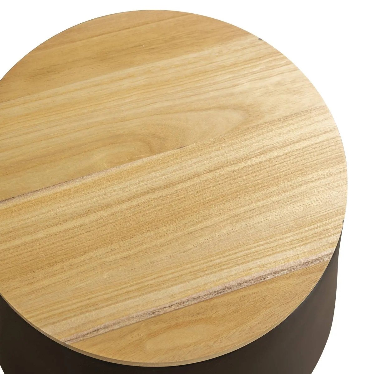 Orunel Modern Round Fiberstone Side Table with Hidden Storage – Indoor Outdoor Accent Table