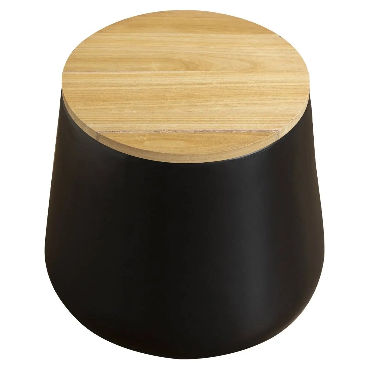 Orunel Modern Round Fiberstone Side Table with Hidden Storage – Indoor Outdoor Accent Table